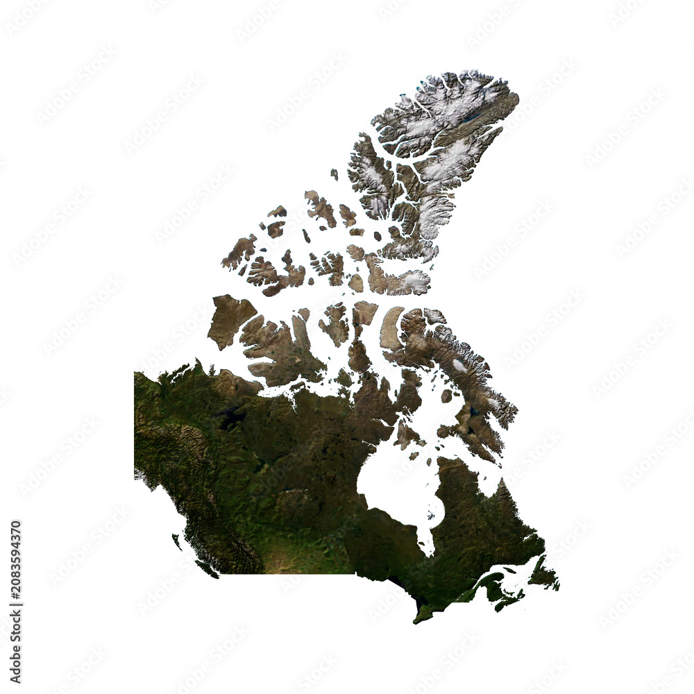 Obraz premium CANADA Geological Map with Hillshade Relief, High Resolution Terrain PNG