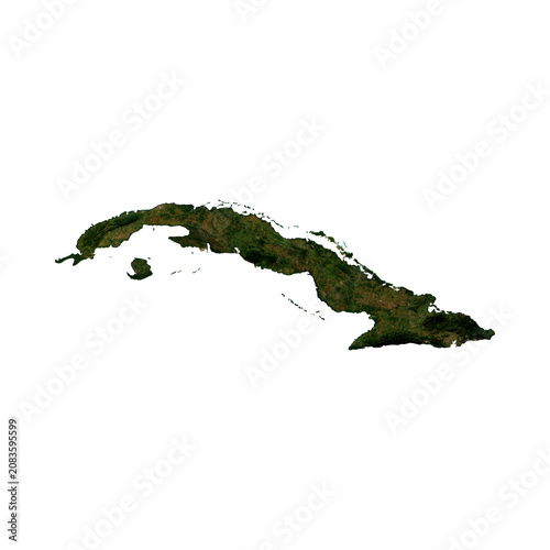 Canvas Print CUBA Geological Map with Hillshade Relief, High Resolution Terrain PNG