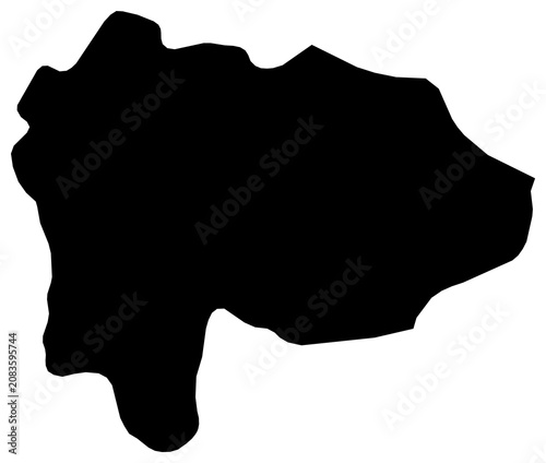 A contour map of Yamanashi Prefecture. Japanese prefecture silhouette