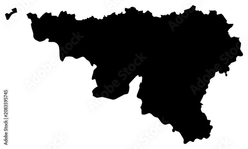 A contour map of Walloon Region. Belgian region silhouette