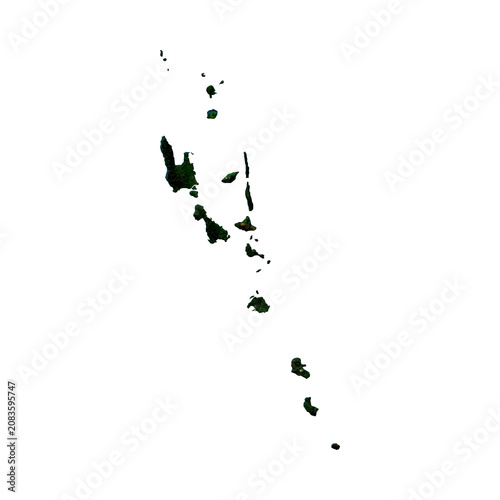 VANUATU Geological Map with Hillshade Relief, High Resolution Terrain PNG