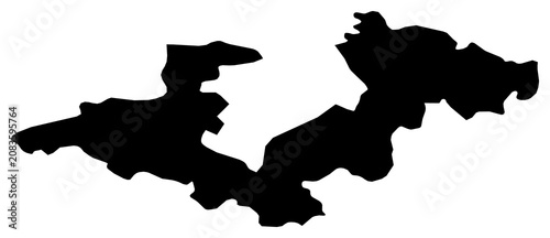 A contour map of Zagreb County. Croatian county silhouette