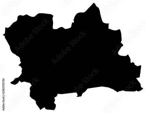 A contour map of Zilina Region. Slovak region silhouette