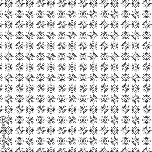 Snowflake grid seamless pattern black white line design