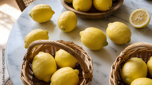 Giant Amalfi lemons on elegant marble table