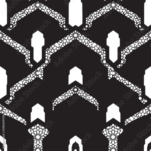 Seamless Islamic Geometric Arch Pattern Silhouette
