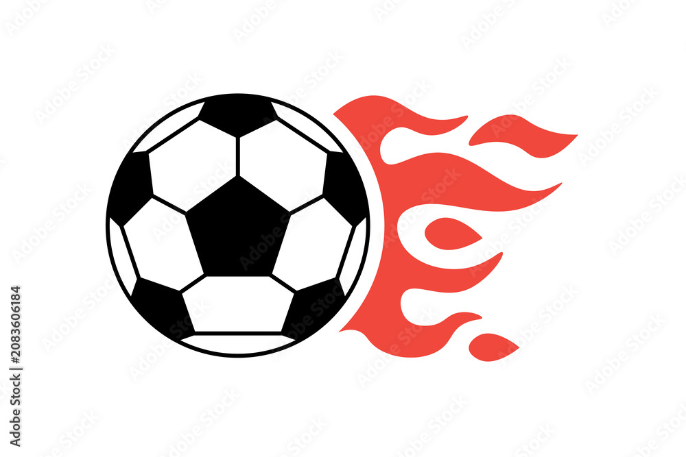Fototapeta premium Minimal Soccer Ball with Flame Icon Featuring Fast Motion Symbol for Football, Sports, Championship, Tournament and Competition Design