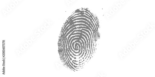 A detailed black fingerprint with realistic ridge patterns, centered on a clean white background, minimalist forensic style vector illustration.