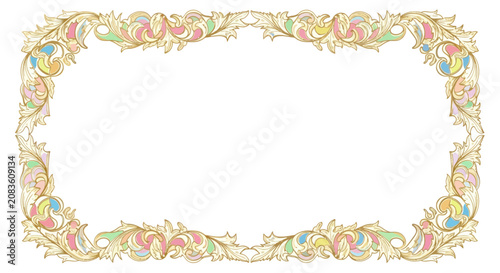 Ornate Pastel Floral Scrollwork Vector Frame
