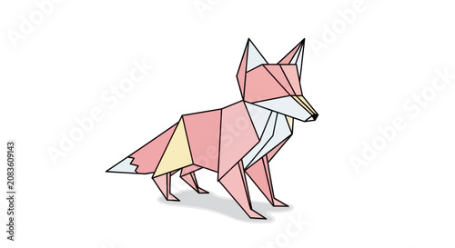 Pastel Origami Fox Vector Illustration