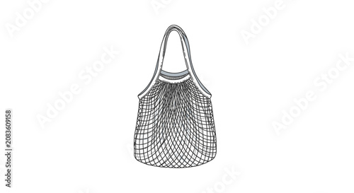 Reusable Mesh Shopping Bag Hand Drawn Illustration