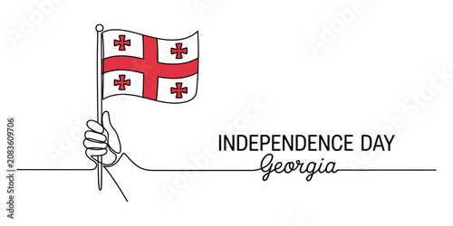 Fotografía Continuous line drawing Independence Day, Georgia flag, vector illustration, han