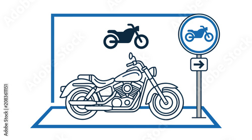 Canvastavla Motorcycle Parking Area Vector Illustration