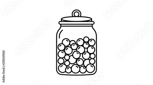 Jar of Candy Outline Vector Illustration