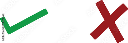 Green checkmark and red cross symbols