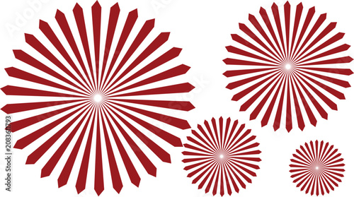 Red burst shapes, abstract sunburst designs