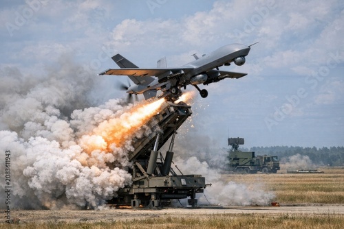 A fighter jet under attack by a missile