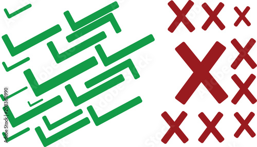 Green and red X marks checklist concept