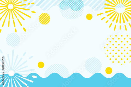 summer celebration border frame flat illustration blue