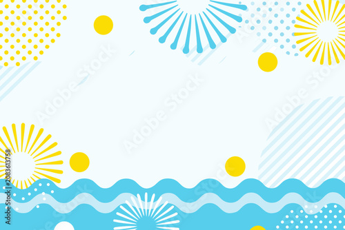 summer celebration border frame vector illustration blue