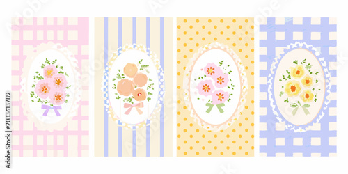 sweet floral card set vector illustration flowers