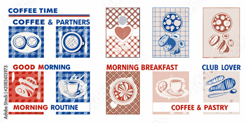 coffee themed vintage posters vector morning breakfast