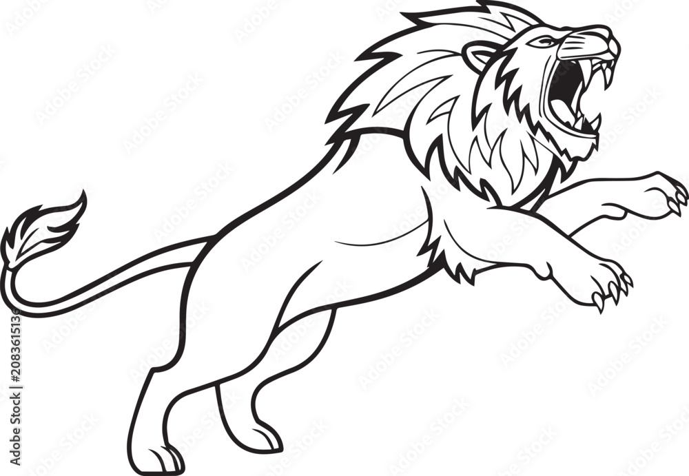 Obraz premium Roaring Lion Cartoon Illustration