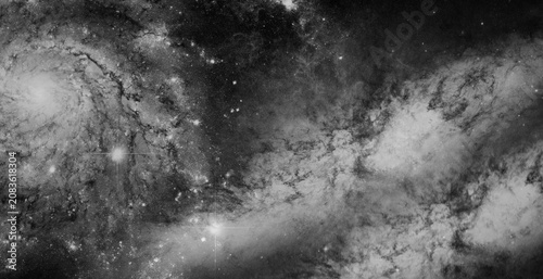 Konstfotografi Dense Star Forming Region Shown in Black and White Deep Space Photography