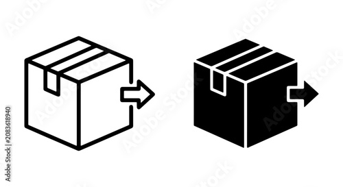 Delivery Box Icons, Shipping Package Symbols, Logistics Arrow Vector Graphics, E-commerce and Supply Chain Icons