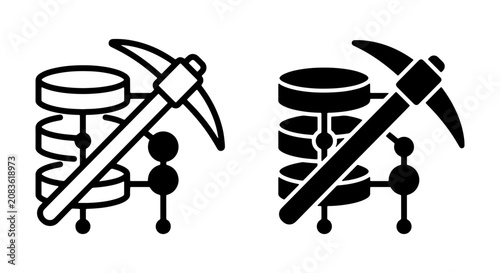 Data Mining Icons, Database Extraction Tools, Digital Information Extraction, Analytics & Big Data Vector Set