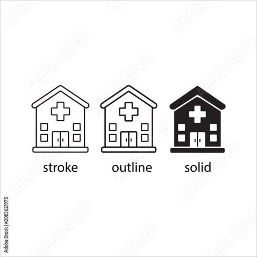 Medical Hospital Building Icon Set