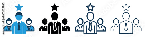 Foto Set of four business team leader icons with a star symbol representing management and top performance Minimal icon set bundle collection