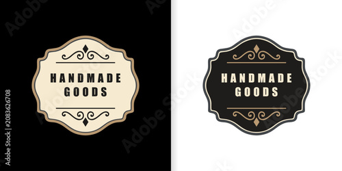 Fotografie Vintage Handmade Goods Label Badge Premium Craft Logo Template Vector