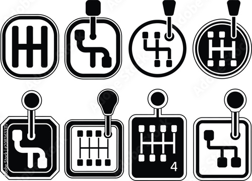 Photography Car gear shift icon set on transparent background