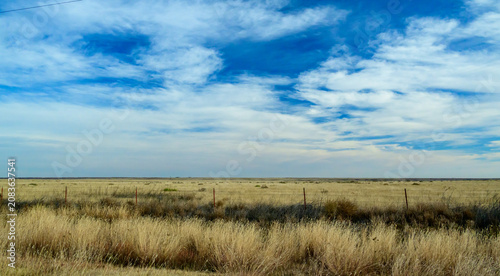 Arid grassland landscape characteristic of the Great Plains region of North America, Oklahoma, USA