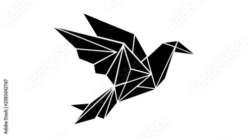Geometric Origami Bird Illustration with Sharp Lines.