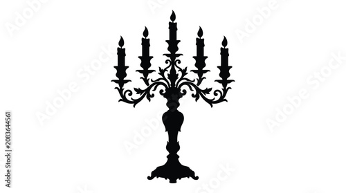 Фотография Candelabra With Five Flames Black Vector Silhouette