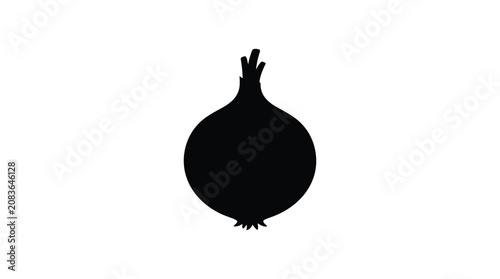 Black Silhouette Of An Onion Vegetable Minimalist Vector Illustration Silhouette