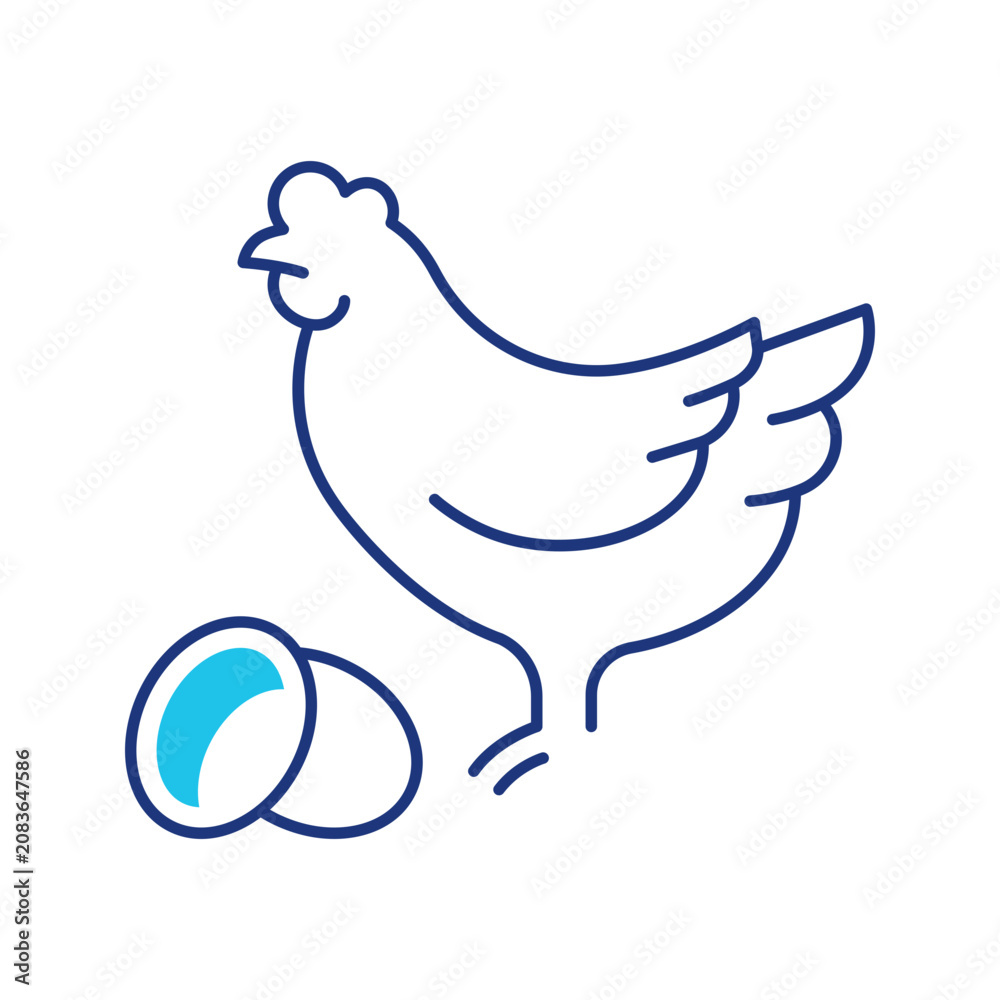 Fototapeta premium Chicken egg icon. Food and eggs line symbol. Color.