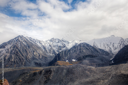 Mountain landscape with mountains and clouds