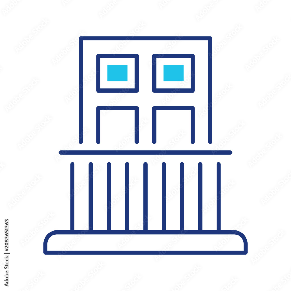 Fototapeta premium Balcony railing icon. Architecture and balcony line symbol. Color.