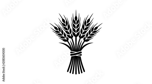 Stylized Black Wheat Bundle Illustration for Agriculture and Food Design.