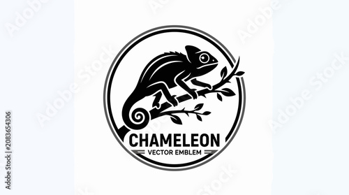 Stylized Chameleon Logo Design with Bold Lines.