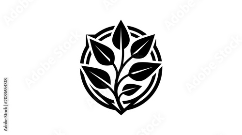Stylized Leaf Emblem Symbolizing Nature and Growth.