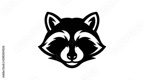 Stylized Raccoon Head Logo Design Illustration.