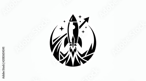 Stylized Rocket Launch Icon with Dynamic Lines.