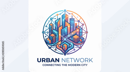 Urban Network Logo Design with Modern Cityscape Illustration.
