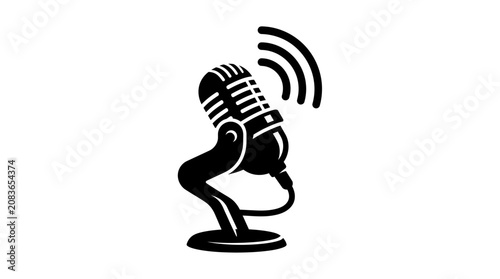 Vintage Microphone Recording Studio Equipment for Podcasting and Broadcasting.