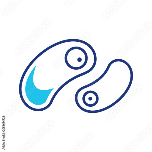 Fotografie Cell biology icon. Science and microbiology line symbol. Color.