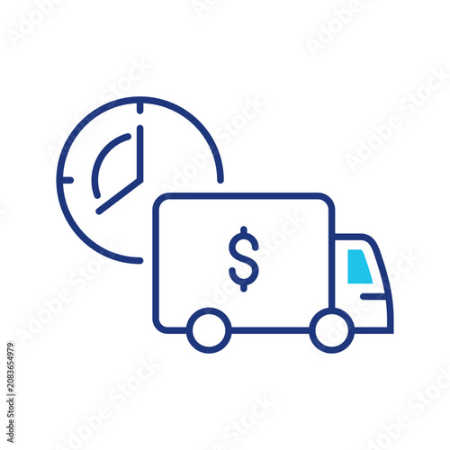 Canvastavla Delivery time icon. Business and logistics line symbol. Color.